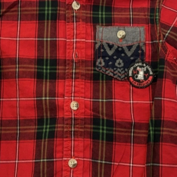 Kids Red Plaid Button Down Shirt - Picture 2 of 2